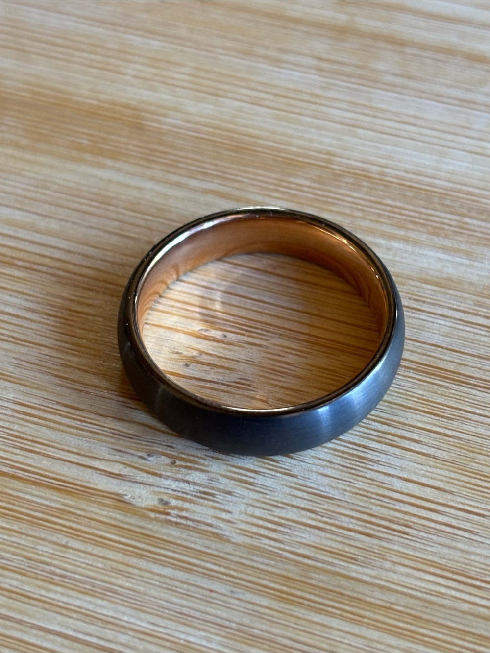 Tungsten Men's Black and Rose Gold Two-Tone Ring